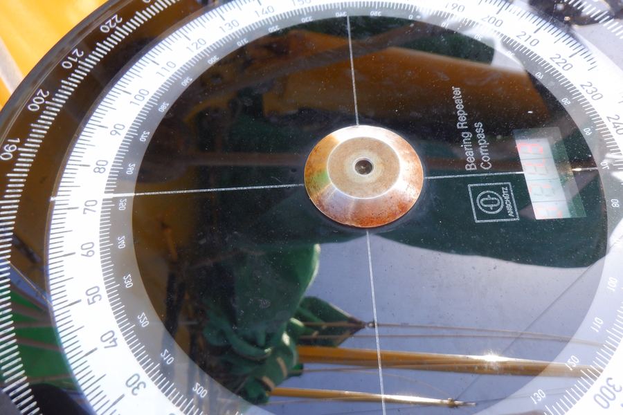 A ship's bearing compass
