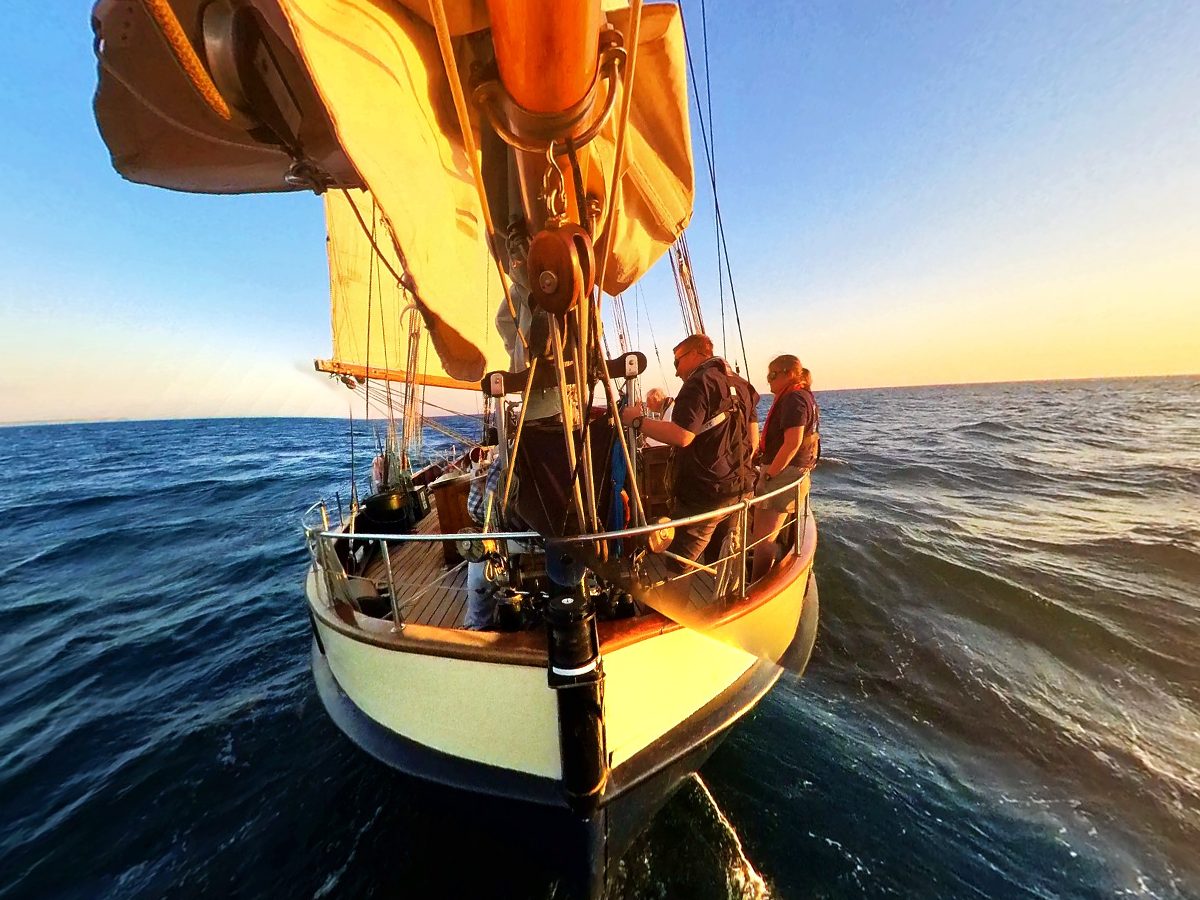 Red ensign: TS Maybe at sunset, October 2025